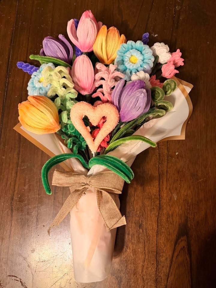 Handmade pipe cleaner floral arrangement by Emily Jordan — Wild Ginger Creations